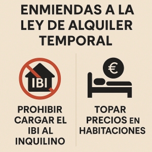 Enmiendas a la ley de alquiler temporal: de prohibir cargar el IBI al inquilino a topar precios en habitaciones